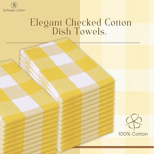 Buffalo Check Kitchen Towels, 16x26 Inches, 12 Pack Plaid Tea Towels, Reusable - Image 7