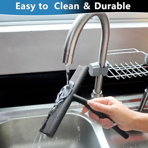 Shower Squeegee for Glass Doors, Full Silicone Jacketed Squeegee - Image 6