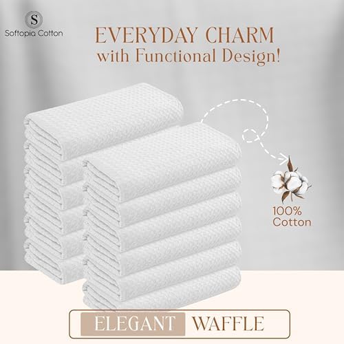 White Waffle Kitchen Dish Towels 100% Cotton, Quick Drying, Bar & Hand Towels - Image 7