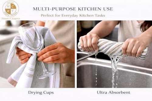 Pack of 12 Cotton Kitchen Towels Set, Dish Towels, Cleaning Rags, Kitchen Dish - Image 7