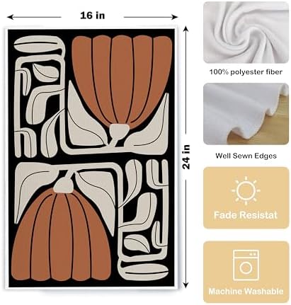 Black and White Floral Kitchen Towels, Retro 70s Groovy Hand Towels - Image 5