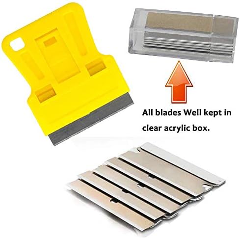 Mini Plastic Razor Blade Scraper High Visibility Bright Yellow Window Scraper - Image 7