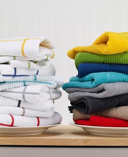 T-Fal Solid & Checked Parquet Kitchen Towels: Highly Absorbent, Super Soft Long - Image 7
