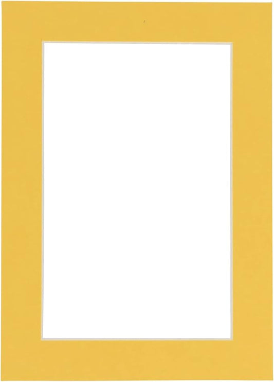11x14 Mat Bevel Cut for 8.5x11 Photos - Acid Free Chamois Yellow Precut Matboard - For Pictures, Photos, Framing - 4-ply Thickness