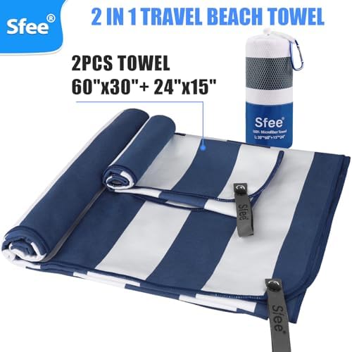 Sfee 2 in 1 Microfiber Beach Towel, Quick Dry Towel Camping Towel Travel Towel - Image 6