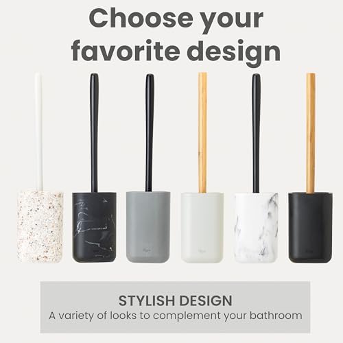 Vigar Zense Toilet Brush and Holder Set, Polyresin Stone - Image 7