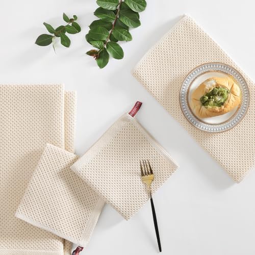 Homaxy 12 Pack 100% Cotton Kitchen Towels and Dishcloths Set - Image 6
