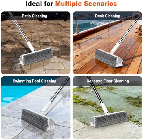 Floor Scrub Brush with Long Handle, Heavy-Duty Tile and Shower Grout Brush Stiff - Image 6