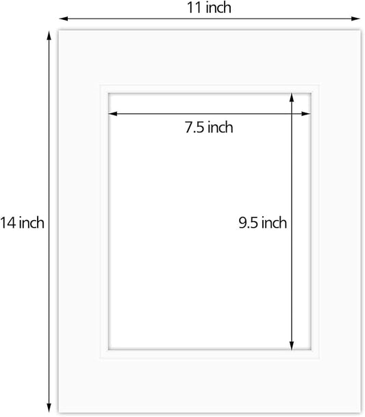 Golden State Art, 11x14 Double Mats for 8x10 - for Photos, Pictures, Frames - Acid-Free, 5 Pack, Off White Over Off White