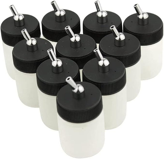 10 x 22CC Dual Action Airbrush Plastic Bottle Standard Suction Lid for Siphon Feed Airbrushes