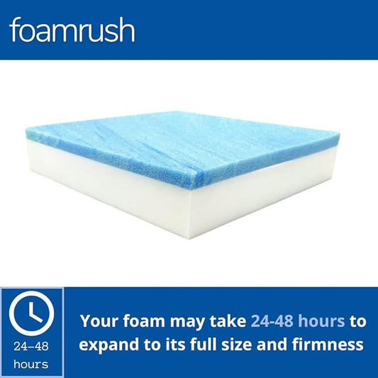 FoamRush 3" x 24" x 24" Gel Memory Foam Upholstery Square Cushion Medium Firm (Chair & Wheelchair Seat Cushion Replacement, Square Foam Dining Chairs, Couch, Sofa, Rubber Padding)