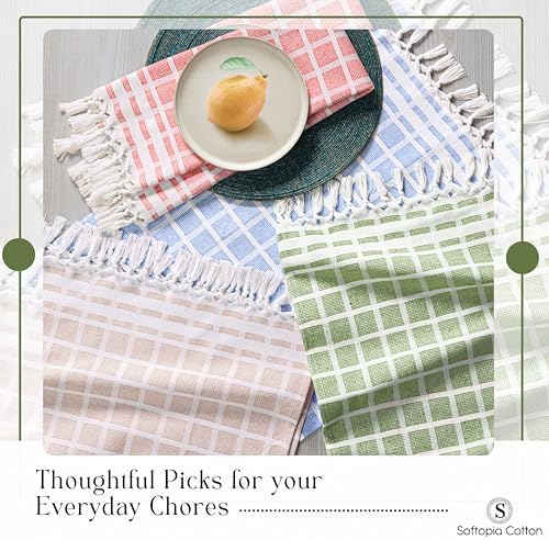 Matrix Dobby Kitchen Towels Set of 4, 100% Cotton, Combo Pack, Absorbent Tea - Image 6