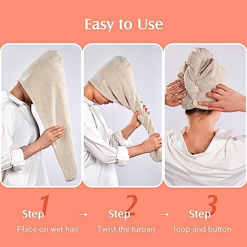YFONG 2 Pack Microfiber Hair Towel Wrap - Image 6