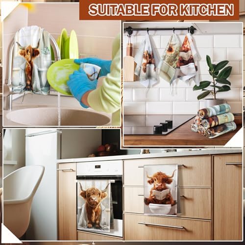 Redbaker 6 Highland Cow Kitchen Towels - Image 6