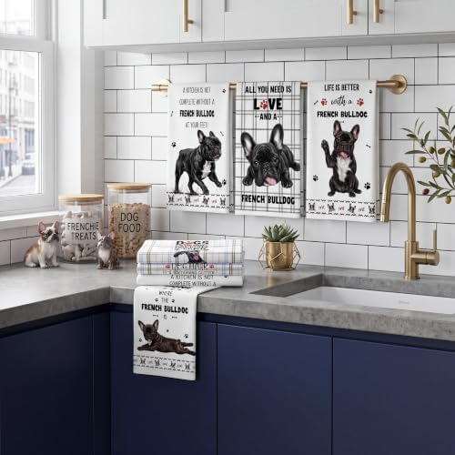 Redbaker 6 Pcs Funny French Bulldog Kitchen Towels - Image 6