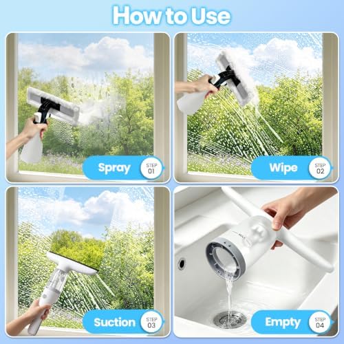 Window Vacuum Squeegee, 1.06lb 2000Pa Electric Window Cleaner Tool - Image 6