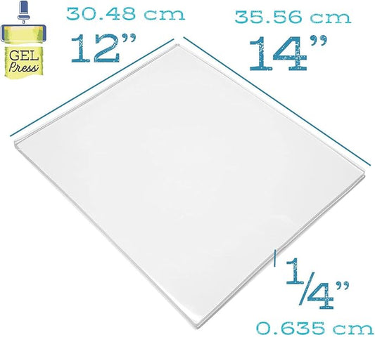 Gel Press Monoprinting Print Plate - 12” X 14” Gel Plate - Printmaking Supplies - Reusable Gel Printing Plate for Press Art for Card Making, Scrapbooking, Journaling, Arts and Crafts, Home Decor
