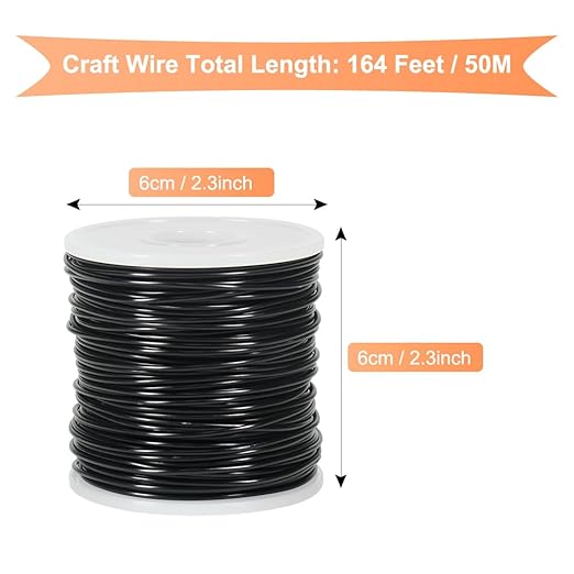 Tenn Well 15 Gauge Aluminum Wire, 164 Feet 1.5mm Bendable Metal Craft Wire for Jewelry Making, Beading, Sculpting, Bonsai Training, Halloween Crafting (Black)