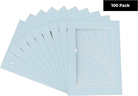 11x14 Mat for 8.5x11 Photo - Precut Baby Blue Picture Matboard for Frames Measuring 11 x 14 Inches - Bevel Cut Matte to Display Art Measuring 8.5 x 11 Inches - Acid Free Pack of 100 MATS