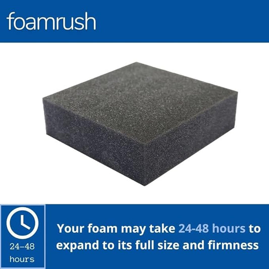FoamRush 8" x 24" x 24" Charcoal High Density Upholstery Foam Cushion, Upholstery Sheet, Foam Padding, Seat Replacement, Wheelchair Seat & Chair Cushion Replacement, Square, Made in USA