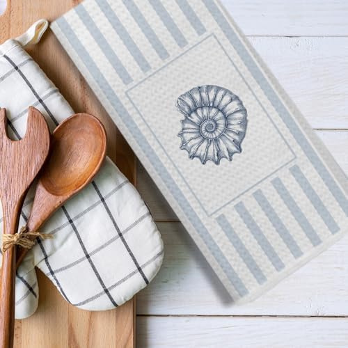 Blue Coastal Beach Kitchen Towels 16x24 Inch Set of 3, Ocean Bathroom Decor - Image 6
