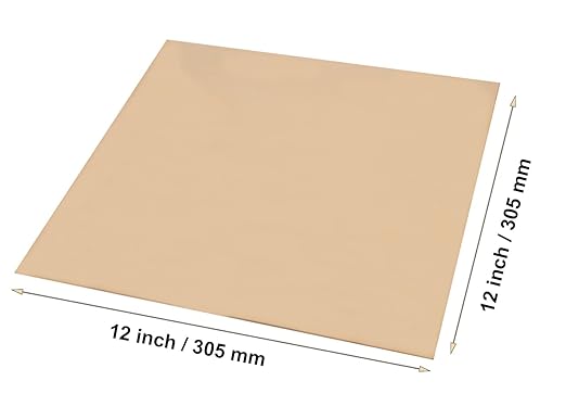 1 Pcs C280 Brass Sheet, 11.8" x 11.8", 18 Gauge(0.04"/1.02mm) Thickness, No Scratches, Protective Film on Both Sides