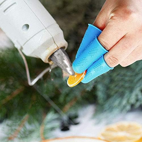 15 Pack Silicone Hot Glue Gun Finger Caps, 5 colors Finger Guard Protectors or Hot Glue Wax Rosin Resin Honey Adhesives Scrapbooking Sewing in 3 Sizes-Red/Blue/Yellow/Orange/Green