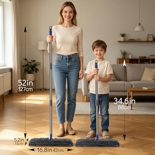 Two Sided Dust Mop for Floor Cleaning, 360°Microfiber Mop - Image 6