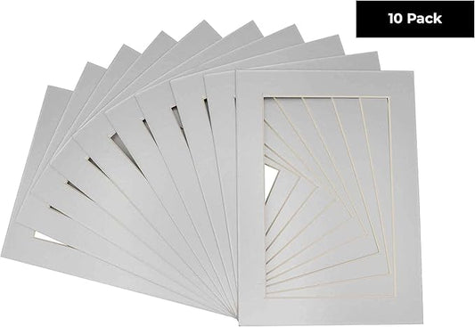 11x14 Mat for 8.5x11 Photo - Precut Metallic Silver Picture Matboard for Frames Measuring 11 x 14 Inches - Bevel Cut Matte to Display Art Measuring 8.5 x 11 Inches - Acid Free Pack of TEN MATS