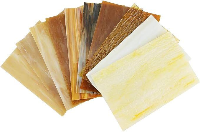 Lanyani(10 Sheets)Amber Variety Stained Glass Sheets 4 x 6 inch Opal Art Glass - Image 7