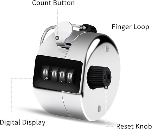 12 Pcs Hand Tally Counter 4-Digit Lap Counter Clicker, Manual Mechanical Handheld Pitch Click Counter with Finger Ring for School Golf & Knitting Row Croche