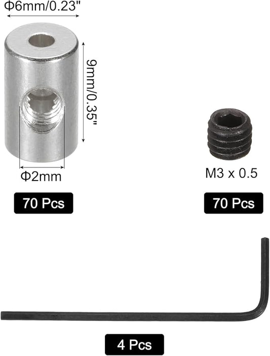 MECCANIXITY 70 Pcs Metal Locking Pin Backs, Locking Pin Keepers Clasp 9mm(H) with 4 Wrench Replacement in Storage Case for Badge, Brooch, Silver Tone