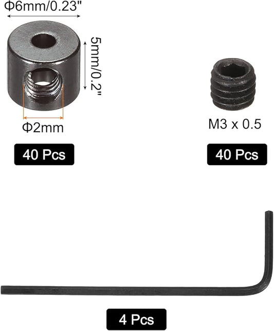 MECCANIXITY 40 Pcs Metal Locking Pin Backs, Locking Pin Keepers Clasp 5mm(H) with 4 Wrench Replacement in Storage Case for Badge, Brooch, Black Tone