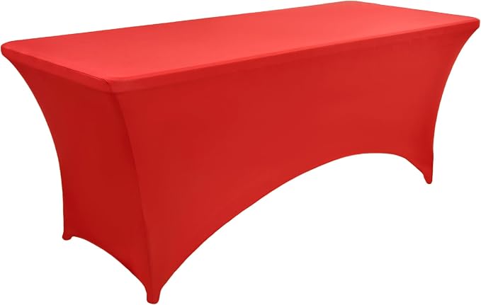 6-Pack 6ft Red Spandex Table Covers - Image 8