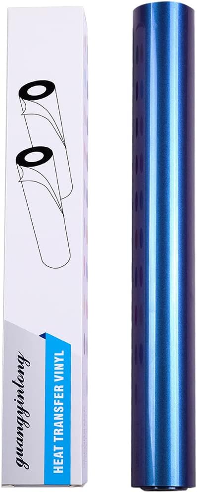 guangyintong Chameleon Heat Transfer Vinyl HTV Rolls, 12" x 8ft Blue to Purple Iron on Vinyl for T-Shirts, Changing Color HTV Vinyl for All Cutter Machines Easy to Cut & Weed for HTV DIY Design