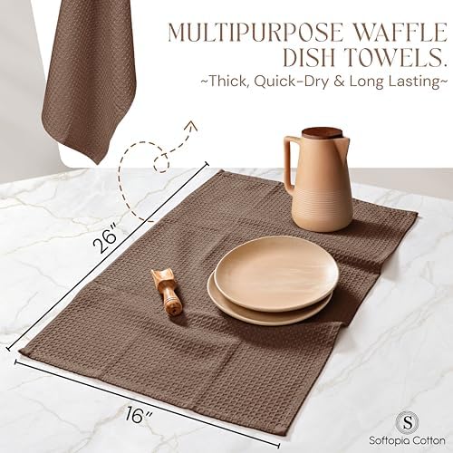 Brown Kitchen Towels – Waffle Weave, 100% Cotton, Soft & Absorbent, Fast Dry - Image 7