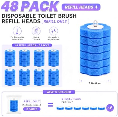 Disposable Toilet Brush Refill Heads, 48 Pack Replacement Heads - Image 2