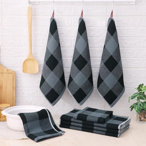 Homaxy 100% Cotton Kitchen Towels and Dishcloths Set of 12 - Image 6