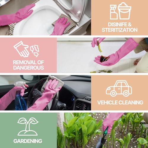 Mamison Rubber Dishwashing Gloves, Non-Slip Kitchen, 2 Pairs - Image 5