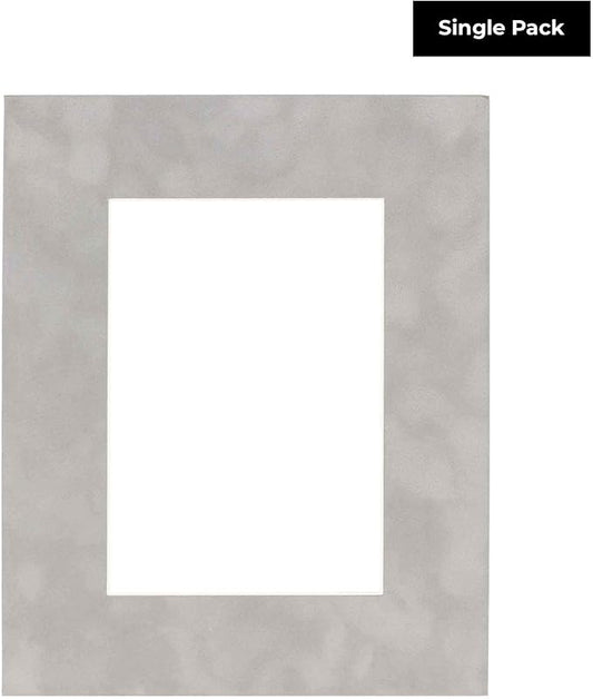 11x14 Mat Bevel Cut for 8.5x11 Photos - Acid Free Light Grey Suede Precut Matboard With Backing Board and Crystal Clear, Self Seal Mat Bag - For Pictures, Framing - 4-ply Thickness
