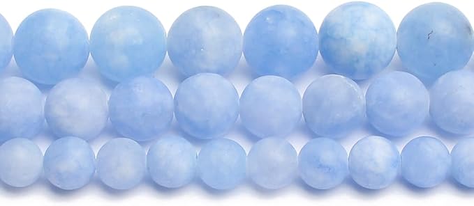 48pcs Natural Matte Light Blue Gemstone Beads,8mm Frosted Round Loose Stone - Image 7