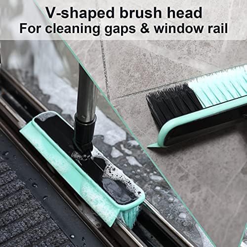 Grout Cleaner Brush with Long Handle, V-Shaped Floor Scrub Brush Swivel Grout - Image 6