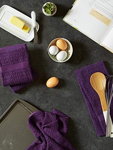 DII Basic Terry Collection Waffle Dishtowel Set, Solid Eggplant, 4 Piece - Image 6