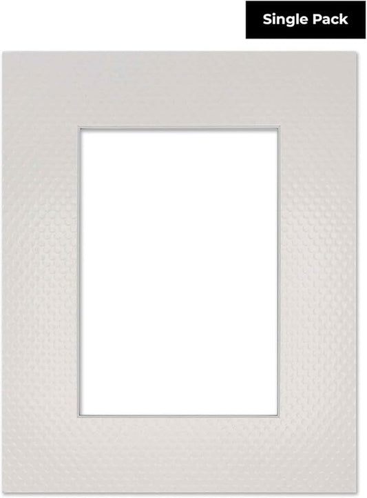11x14 Mat Bevel Cut for 8.5x11 Photos - Acid Free Golf Ball Texture Precut Matboard With Backing Board and Crystal Clear, Self Seal Mat Bag - For Pictures, Framing - 4-ply Thickness