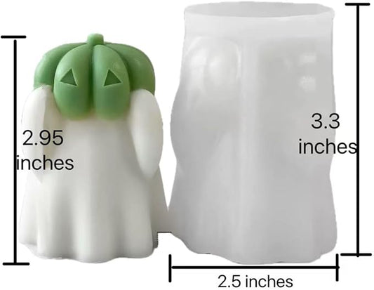 Ghost Holding Pumpkin Resin Mold, Halloween Candle Making Molds Fun Kit Cute Ghost and Pumpkin Epoxy Resin Molds Silicone DIY Craft