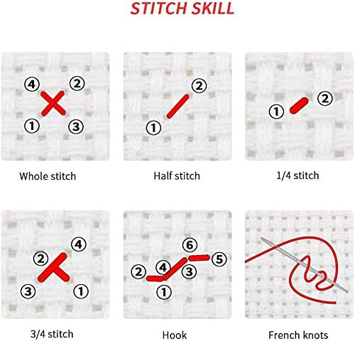 Funchey Stamped Cross Stitch Kits, DIY Cross Stitch Pattern for Adults Beginners Needlepoint Kits Embroidery Kit Arts and Crafts 11CT-Colorful Fox 16x20 inch