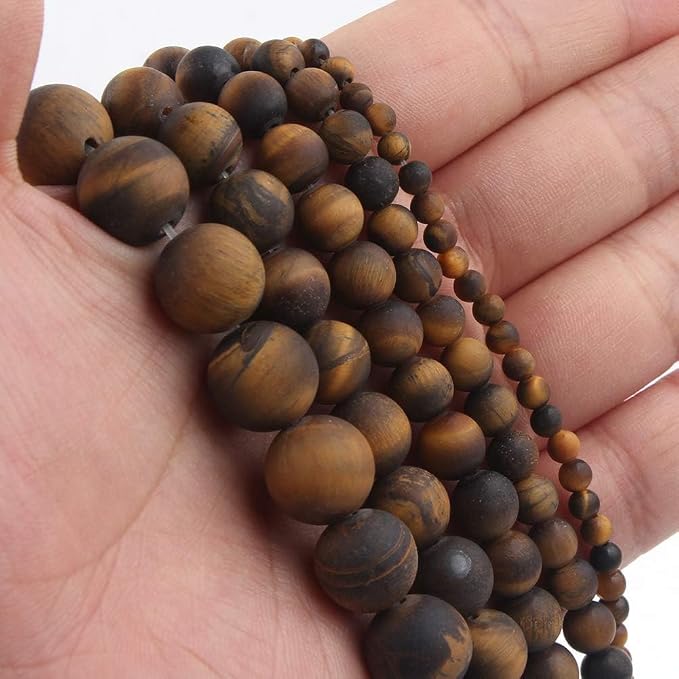 60pcs Natural Matte Tiger Eyes Gemstone Beads,6mm Frosted Round Loose Stone - Image 7