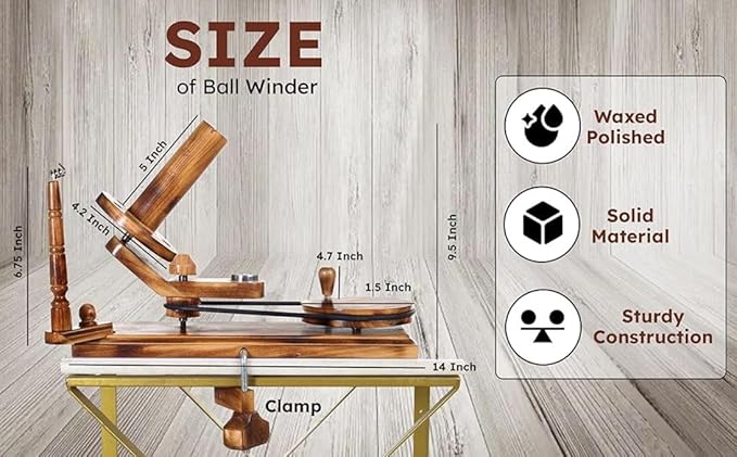 Handmade Wooden Yarn Ball Winder & Table Top Swift for Knitting & Crocheting, Wool String Center Pull (Antique Winder+Swift Set)
