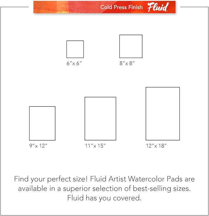 Fluid Watercolor Paper Fold Over Pad, 6 x 6 inches, 20 Sheets, 140 lb Cold Press - Image 7