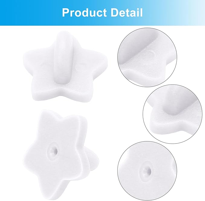 100 Pack Star Shape Rubber Pin Backs, Lapel Pin Backing Locking Pin Keepers, Brooch Holder for Uniform Badge Hat Tie(White)
